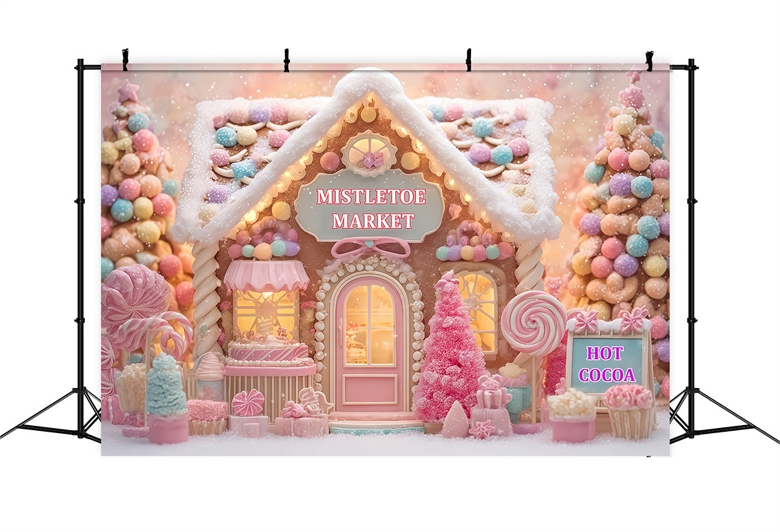Lebkuchenhaus-Hintergrund Candyland Süßwarenladen Weihnachts-Foto-Hintergrund TWW510-74