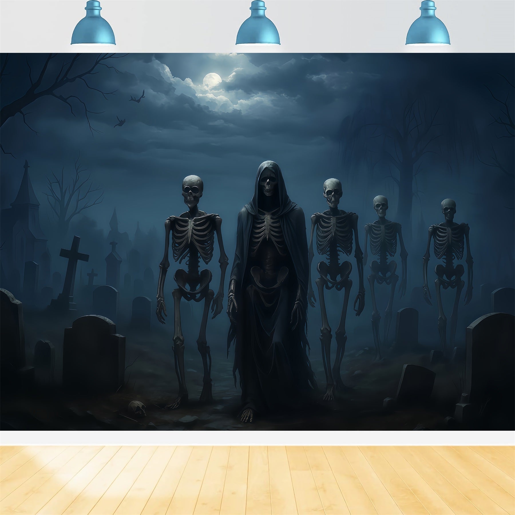 Halloween-Geisterkulisse Skelettarmee Mitternachtsmarsch Gruselige Halloween-Kulisse TWW510-8