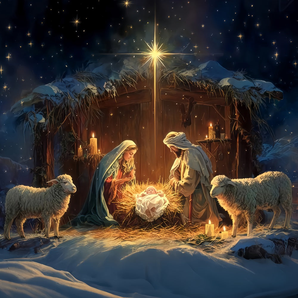 Krippen-Hintergrund Heilige Familie Krippe Nacht Weihnachts-Hintergründe TWW510-81