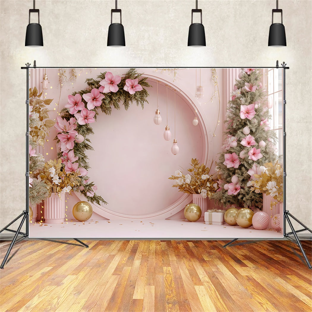 Weihnachtswand-Hintergrund Blush Floral Holiday Arch Weihnachtshintergründe im Angebot TWW510-84