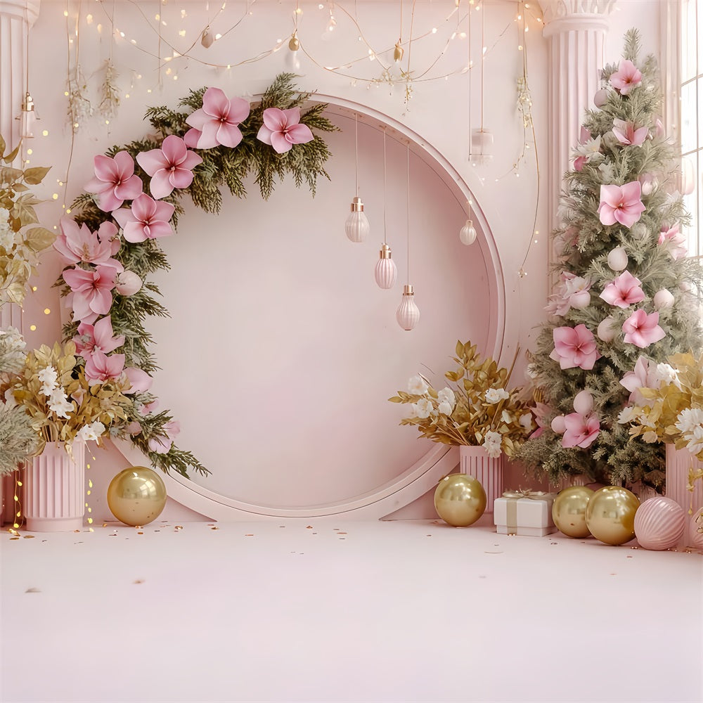 Weihnachtswand-Hintergrund Blush Floral Holiday Arch Weihnachtshintergründe im Angebot TWW510-84