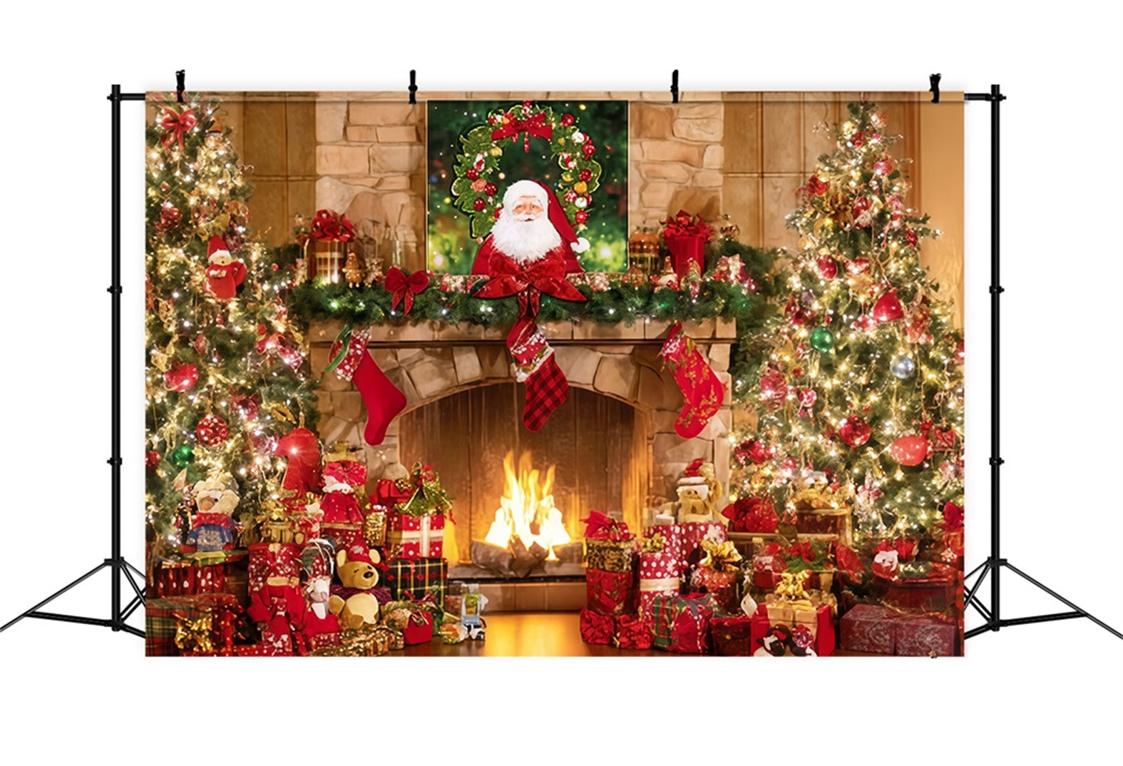 Weihnachtsmann-Hintergrund Kaminstrümpfe Geschenkbaum Weihnachts-Hintergrund-Ideen TWW510-93