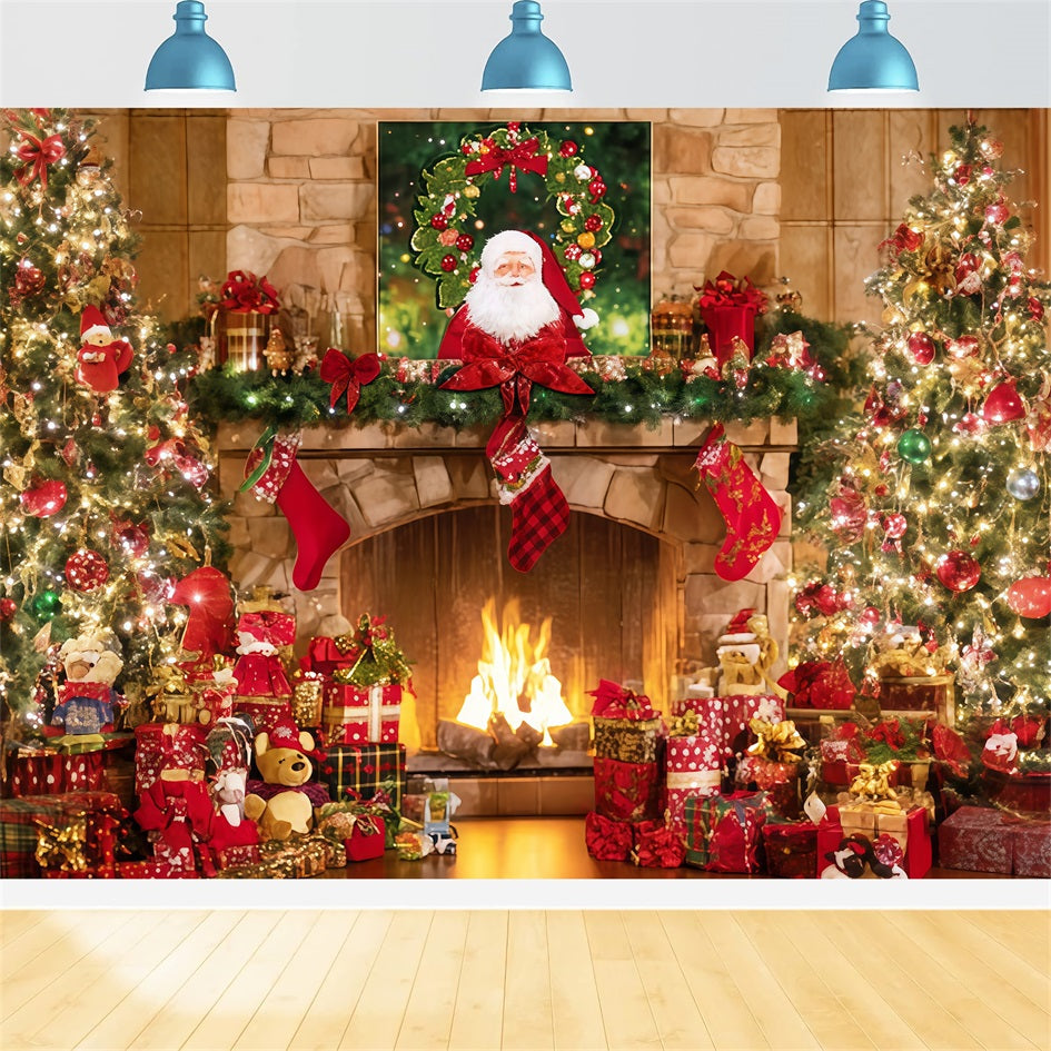 Weihnachtsmann-Hintergrund Kaminstrümpfe Geschenkbaum Weihnachts-Hintergrund-Ideen TWW510-93