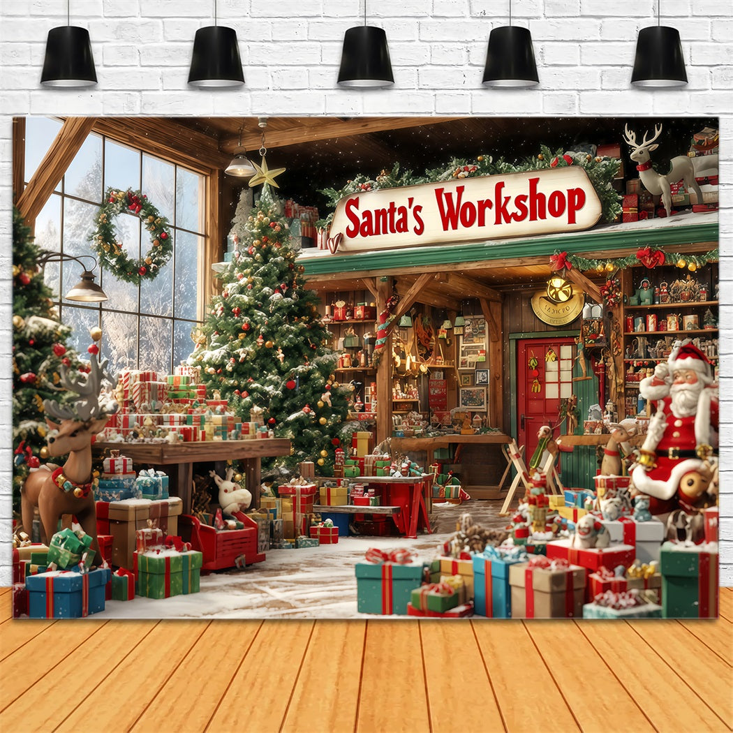 Weihnachtsmann-Werkstatt-Hintergrund Spielzeugladen Geschenk-Wunderland Weihnachts-Hintergrund TWW510-94