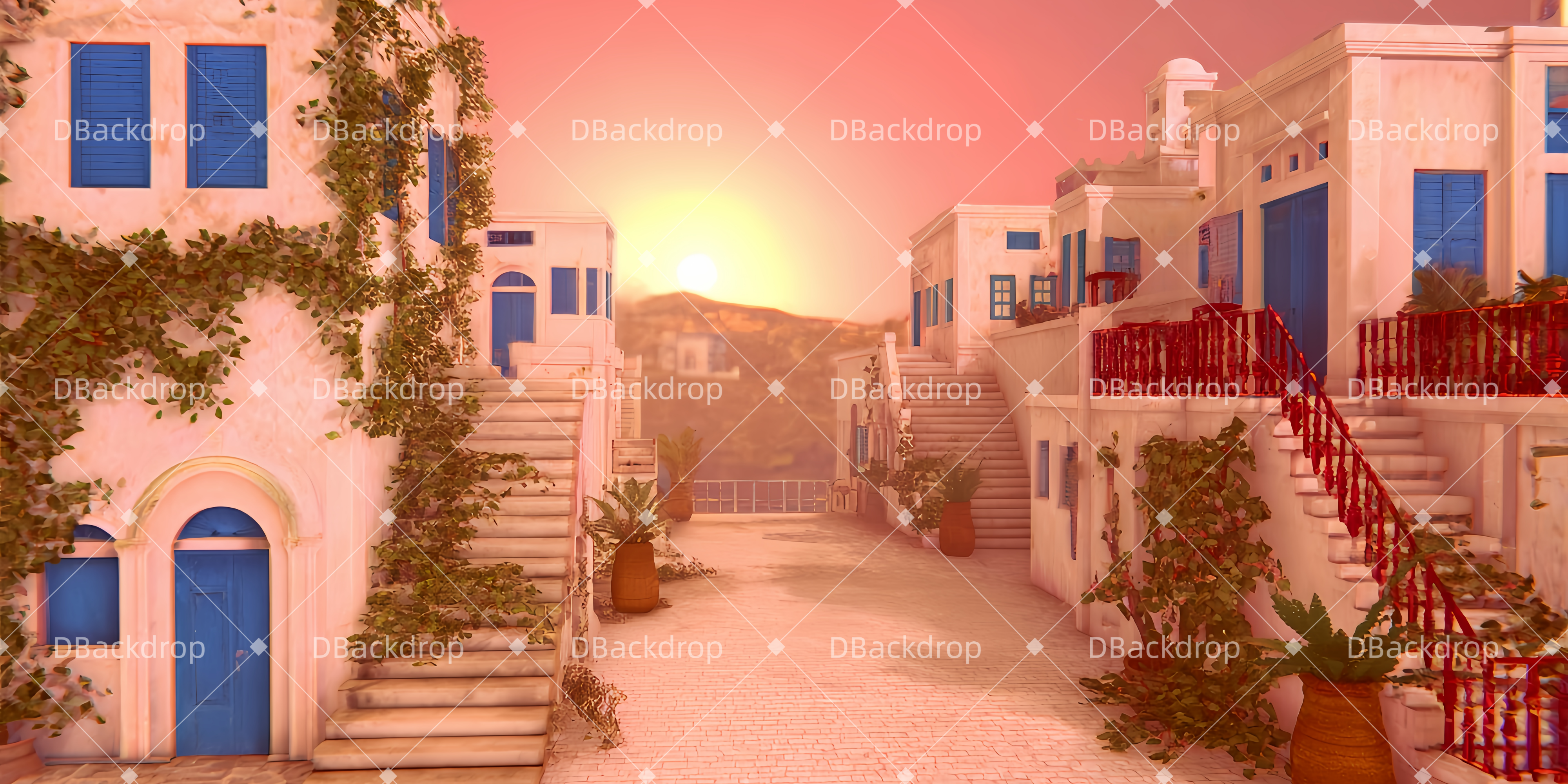 Vintage Theater Backdrop Der Innenhof bei Sonnenuntergang Backdrops Theater TWW510-T33