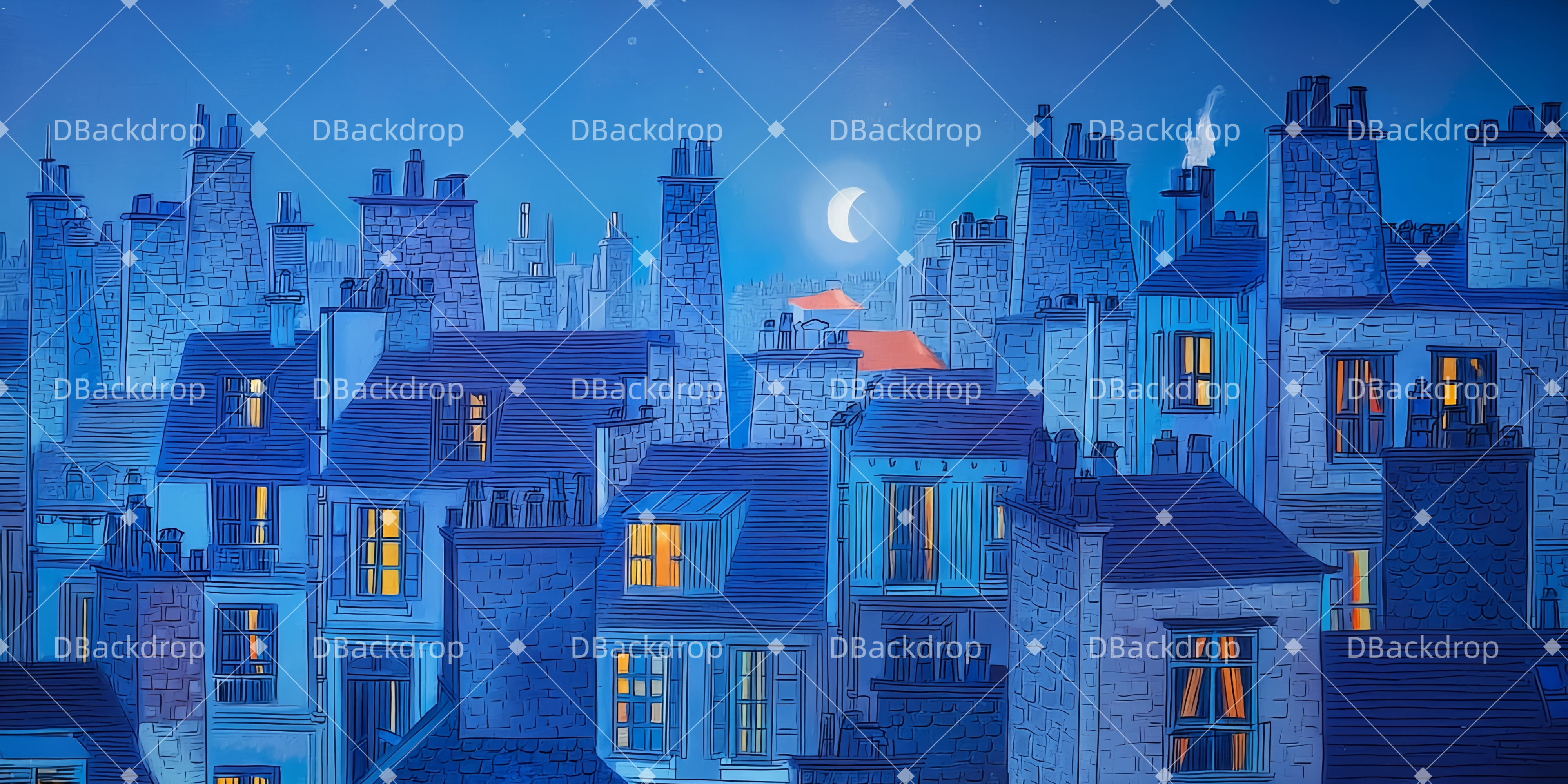 Bühne Theatervorhang Dächer von London Theaterwand TWW510-T34