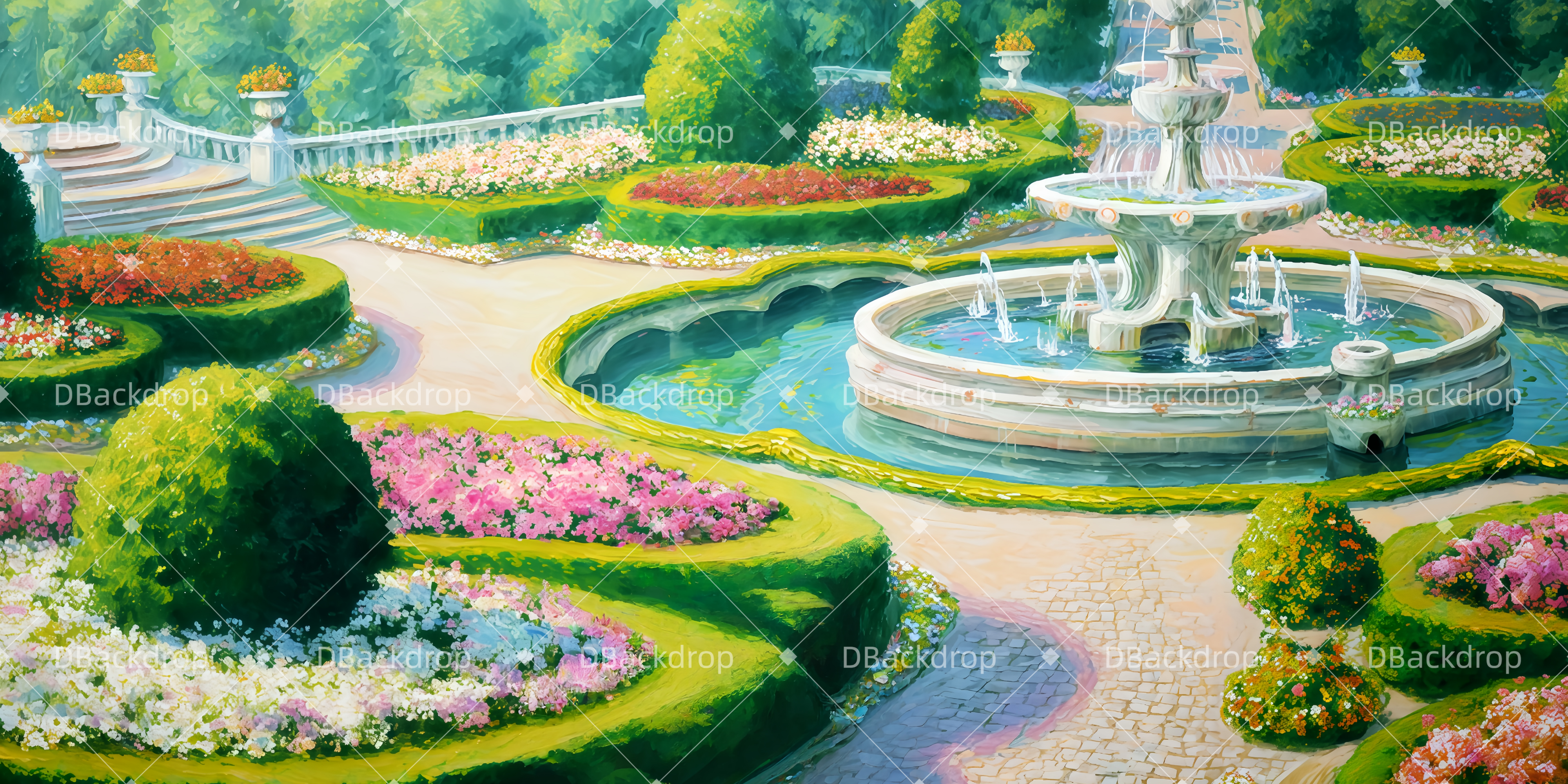 Vintage Theater Backdrop Der Schlossgarten Theaterbühnenbau TWW510-T50