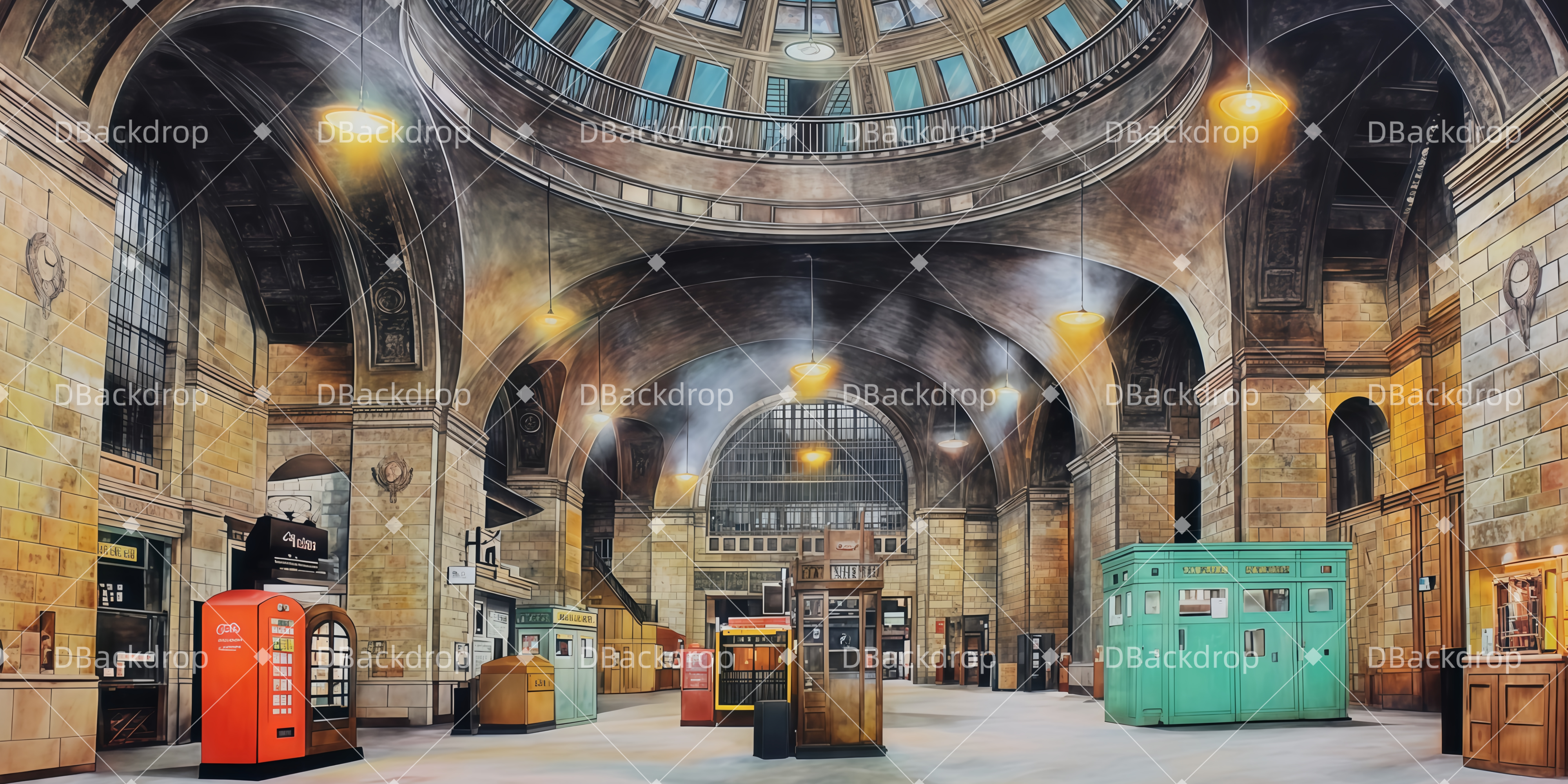 Bühne Theater Vorhang Bahnhofs-Szene Theaterwand TWW511-T1