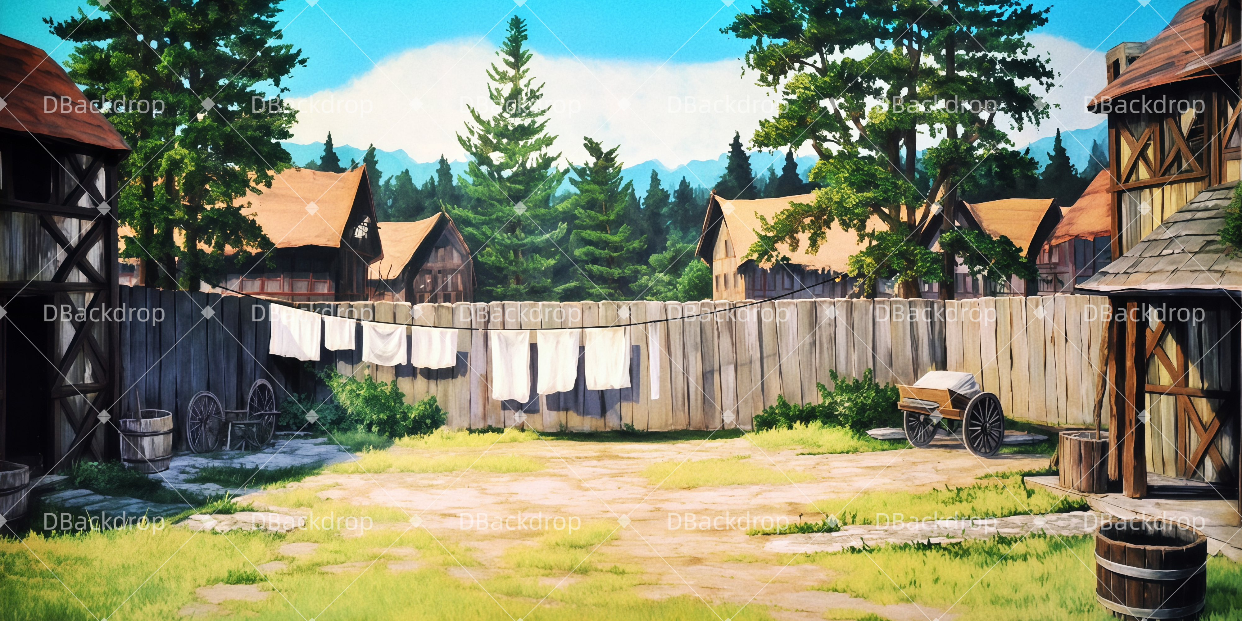 Theaterbühne Vorhang Tevyes Hof Theaterwand TWW511-T69