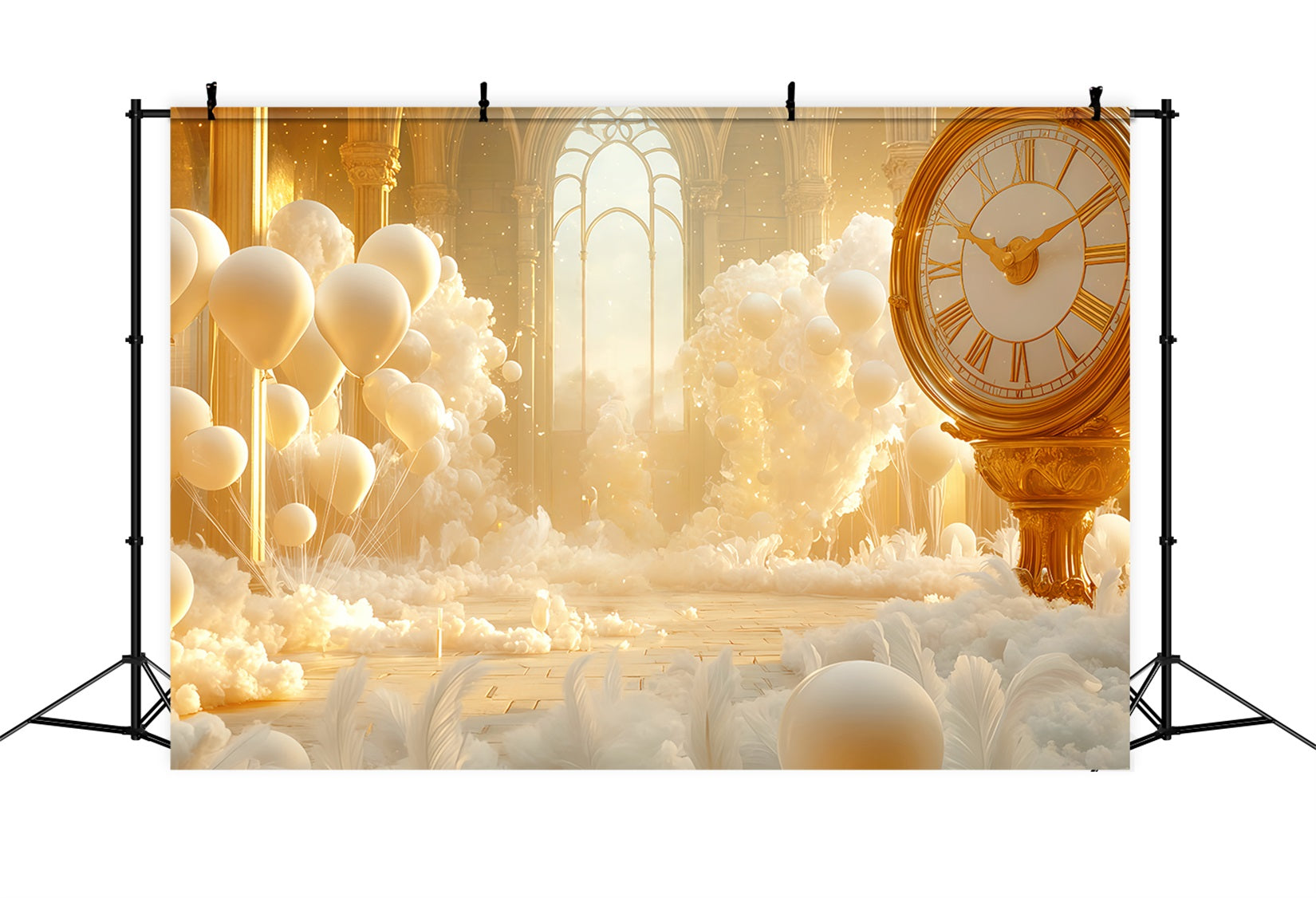 Ideen für Neujahrs-Hintergründe Goldene Wolken Ballons Fantasie Countdown-Uhr Hintergrund TWW512-18