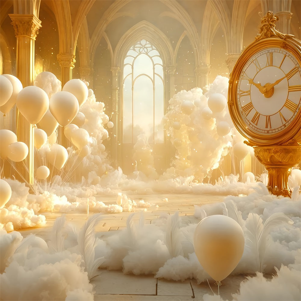 Ideen für Neujahrs-Hintergründe Goldene Wolken Ballons Fantasie Countdown-Uhr Hintergrund TWW512-18