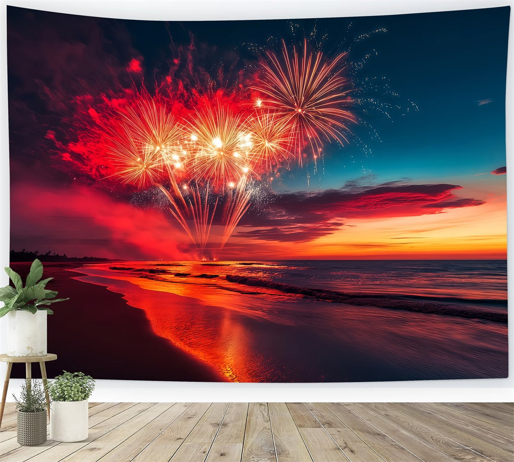 Frohes Neues Jahr Hintergrund Wolke Strand Feuerwerk Silvester Hintergrund TWW512-6