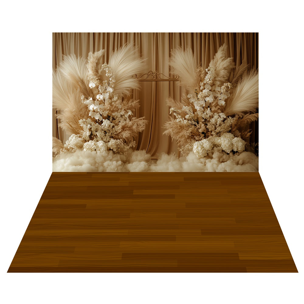 Cream Floral Traum Kulisse+Klassische Holzboden Kulisse TWW57-105