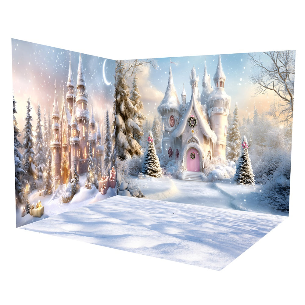 Weihnachts-Hintergrundbilder Winter Fantasy Castle Backdrop Room Set TWW57-48