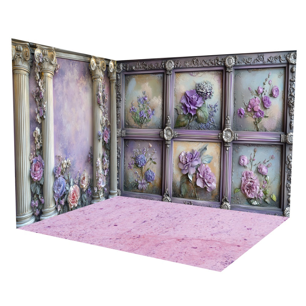 Vintage Backdrops Lavendelblüten Galerie Backdrop Raumset TWW57-64