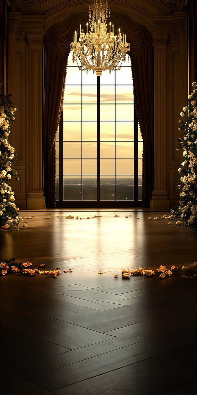 Vintage Backdrop Goldener Kronleuchter Ballsaal Sweep Backdrop TWW57-77