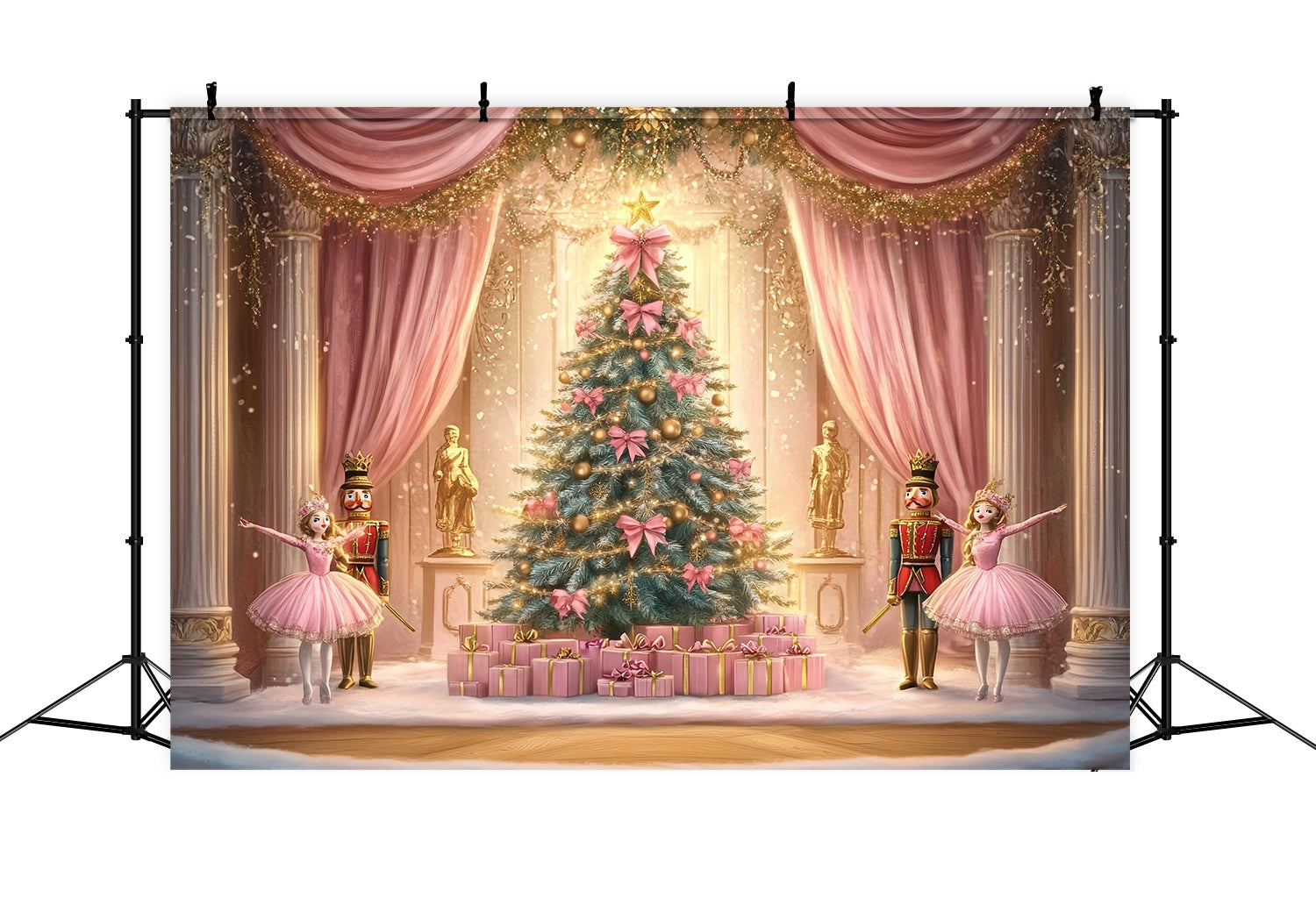 Nussknacker Backdrop Ballett Rosa Weihnachtszauber Weihnachten Fotografie Studiohintergrund TWW58-74