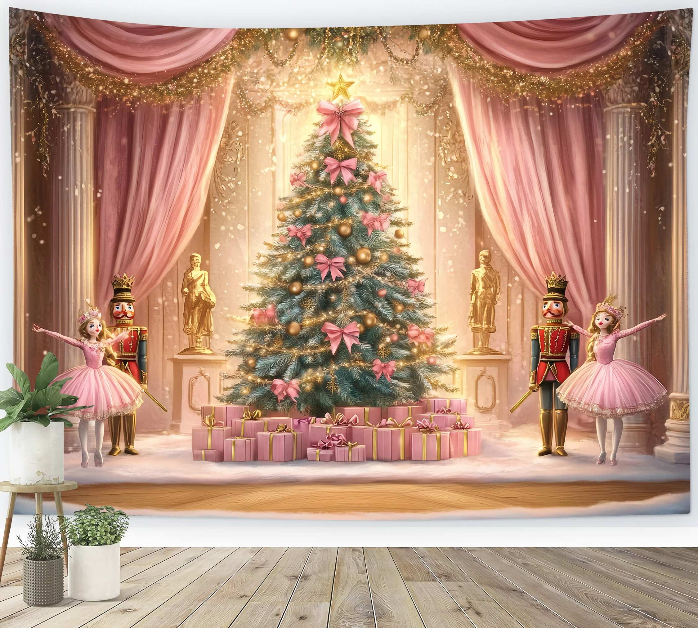 Nussknacker Backdrop Ballett Rosa Weihnachtszauber Weihnachten Fotografie Studiohintergrund TWW58-74