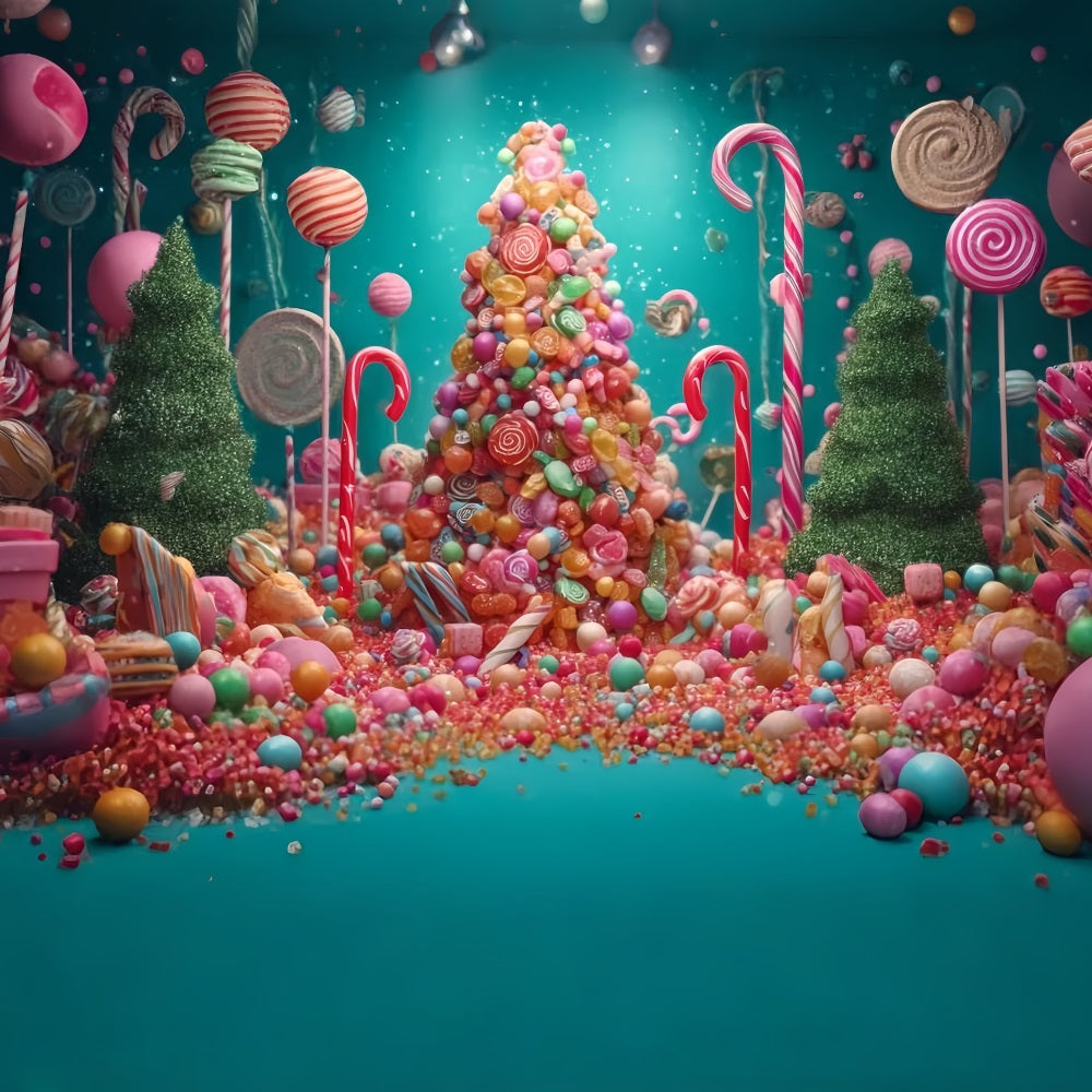 Candyland Fotohintergrund Süßigkeiten-Wunderland Weihnachtsbaum WeihnachtsFotohintergrund TWW59-126