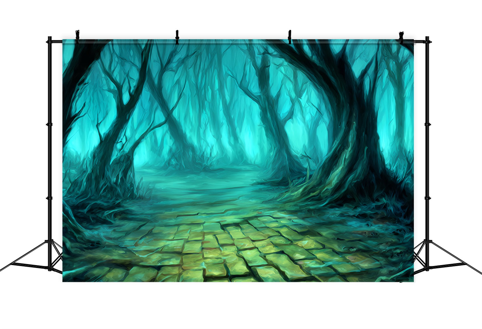 Spukwald-Fotohintergrund Verdrehte Bäume Mystischer Pfad Gruseliger Wald-Fotohintergrund TWW59-136