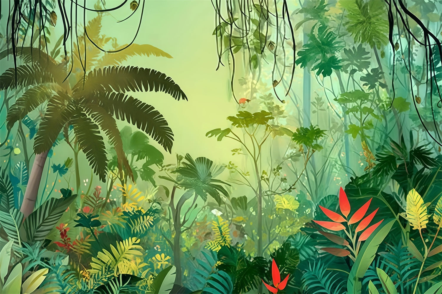 Regenwald-Fotohintergrund Tropischer Dschungel Blattwerk Paradieswald-Fotografie-Fotohintergrund TWW59-146