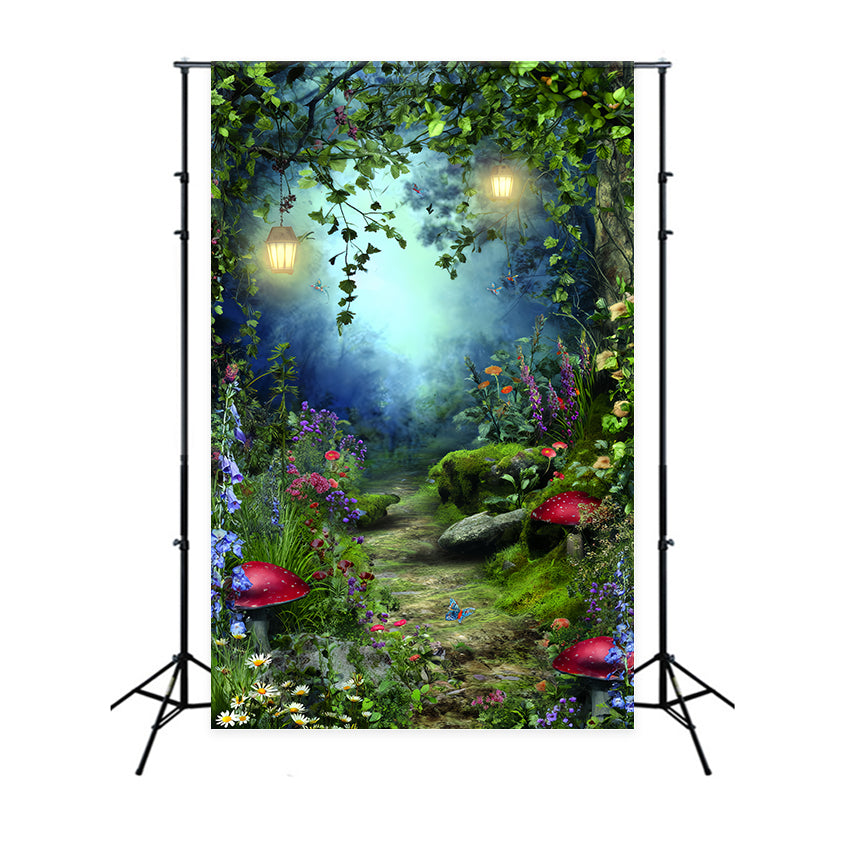 Magischer Waldfotohintergrund Feengarten Laternen Märchenwald-Fotohintergrund TWW59-156