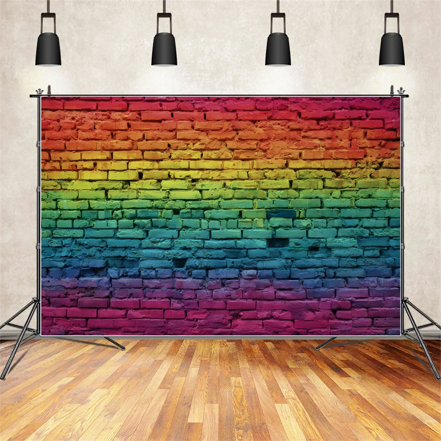 Ziegelstein-Fotohintergrund Lebendiger Regenbogen-Farbverlauf Wand Ziegelstein-Studiohintergründe TWW59-167