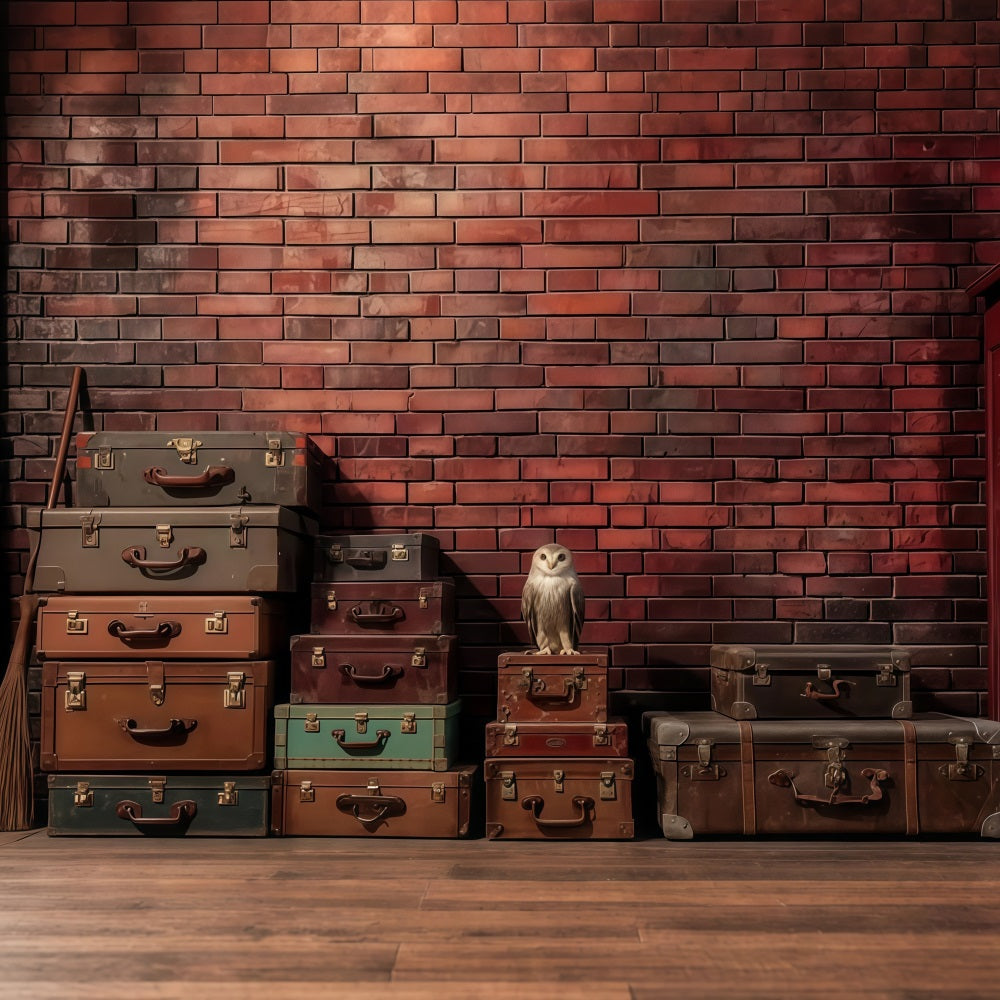 Ziegel-Fotohintergrund Gepäckstapel Rote Wand Ziegelhintergründe TWW59-175