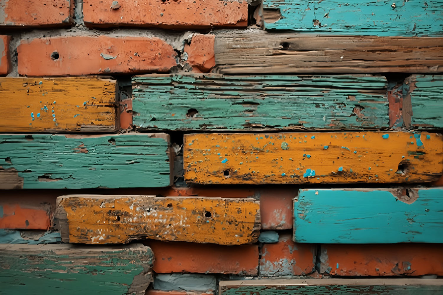 Ziegelhintergründe Verwitterte bemalte Holzwand Ziegelwand-Fotohintergrund TWW59-194