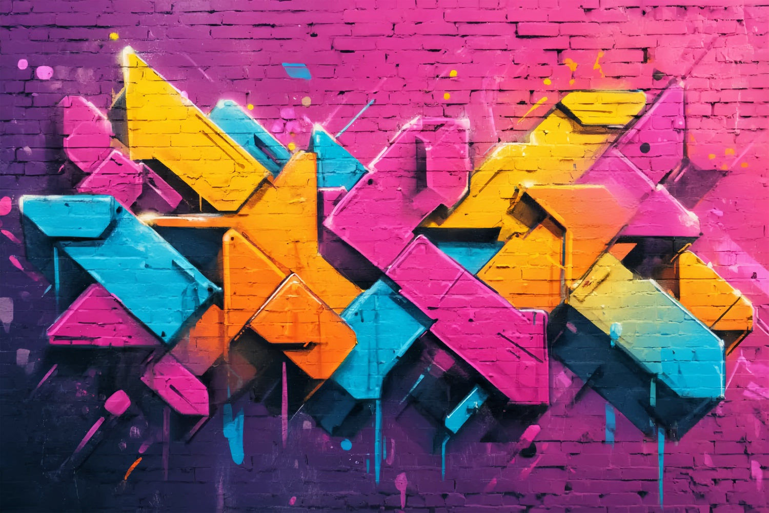 Ziegelsteinwand-Fotohintergrund Lebendige Neon-Graffiti-Kunst Ziegelstein-Fotohintergrund TWW59-199