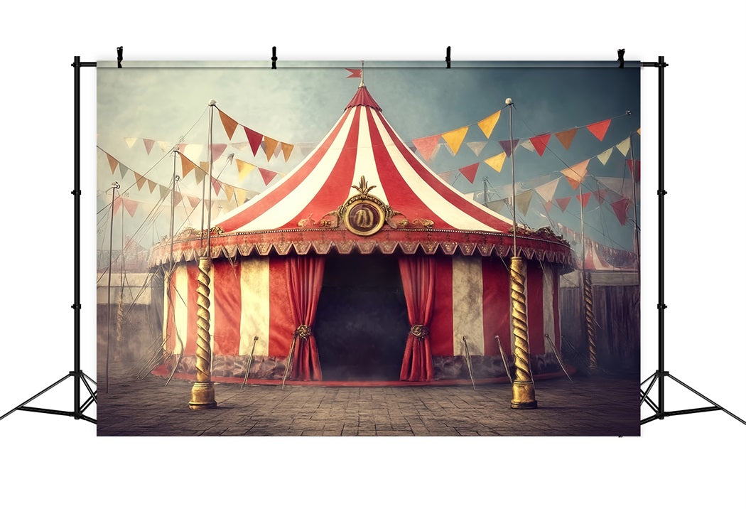 Karnevalszelt-Fotohintergrund Vintage gestreiftes Zelt Zirkus Karnevals-Fotohintergrund TWW59-2