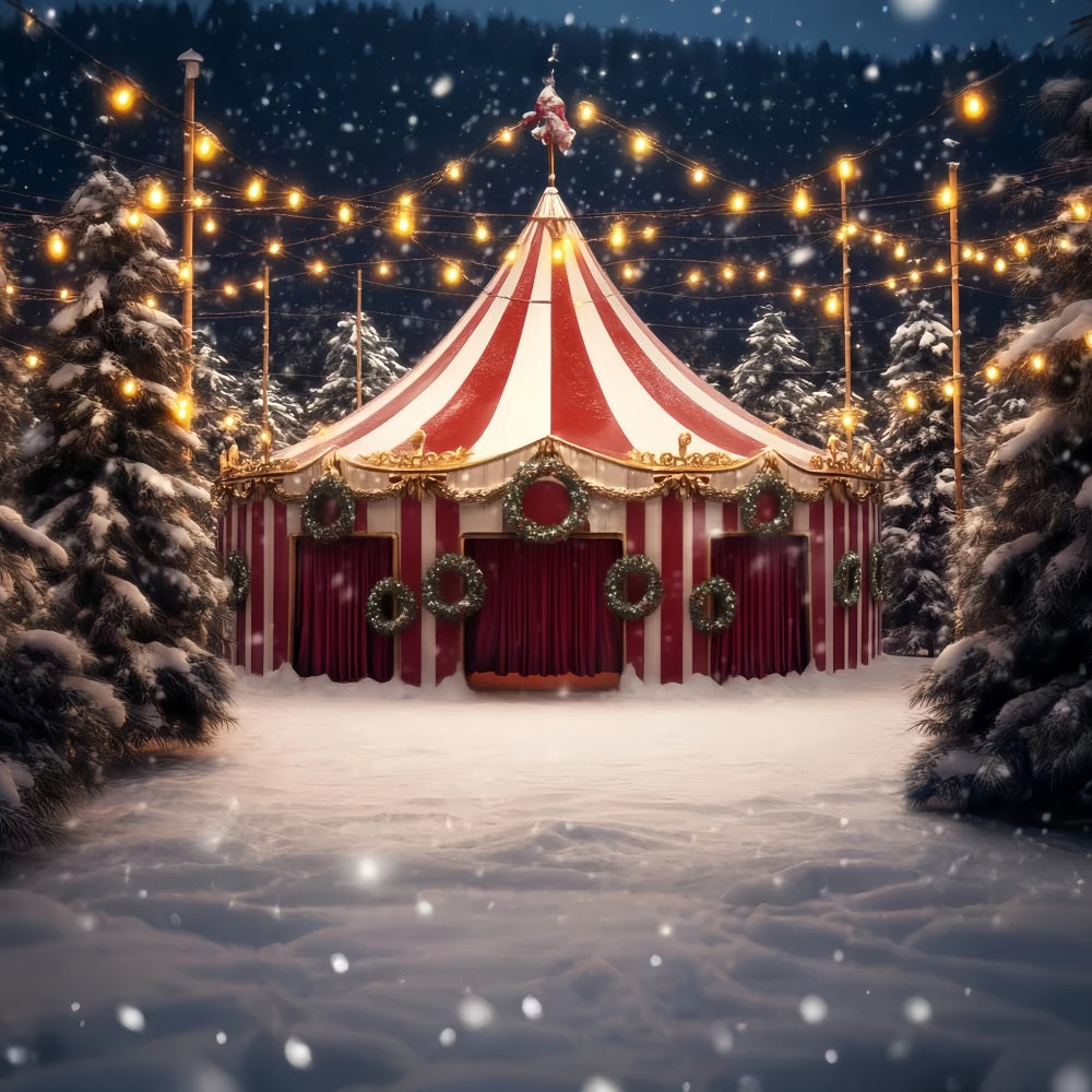 Karnevalszelt-Fotohintergrund Schneekranz Weihnachtszelt Zirkus-Fotohintergrundideen TWW59-20