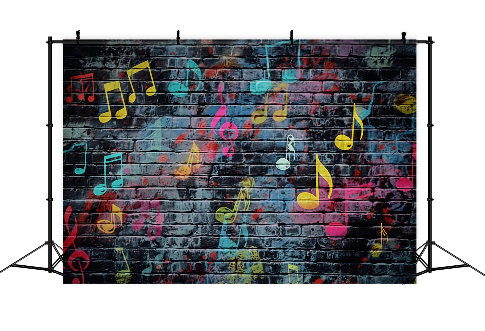 Ziegelstein-Fotografie-Fotohintergrund Bunter Musiknoten-Graffiti-Ziegelstein-Fotohintergrund TWW59-207
