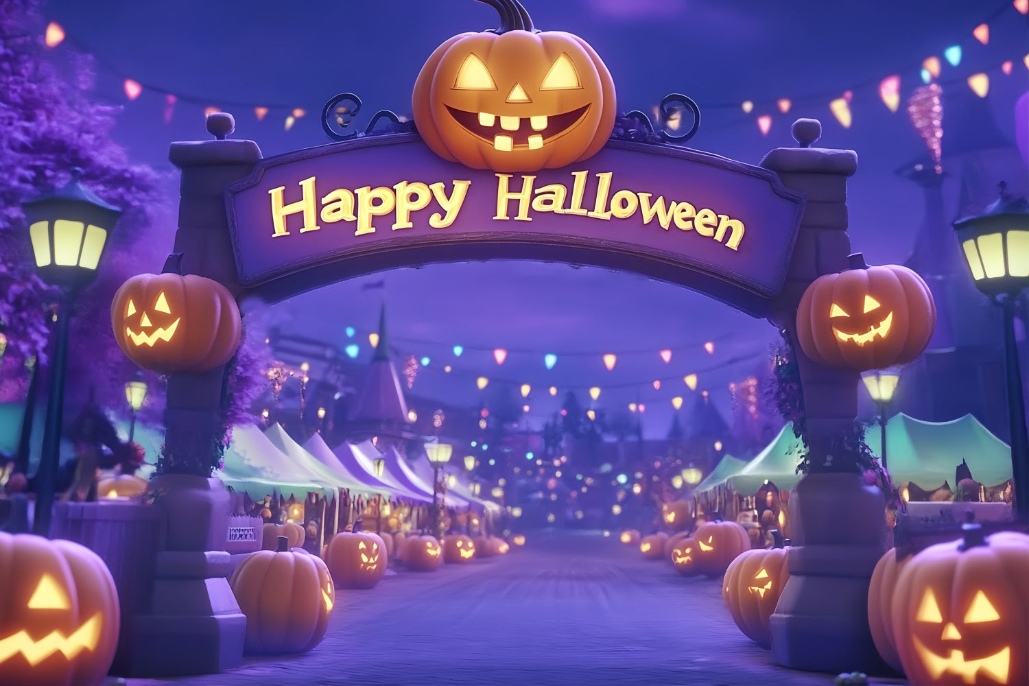 Halloween-Zirkus-Fotohintergrund Kürbis-Karnevals-Tor Fotografie Zirkus-Fotohintergrund TWW59-21