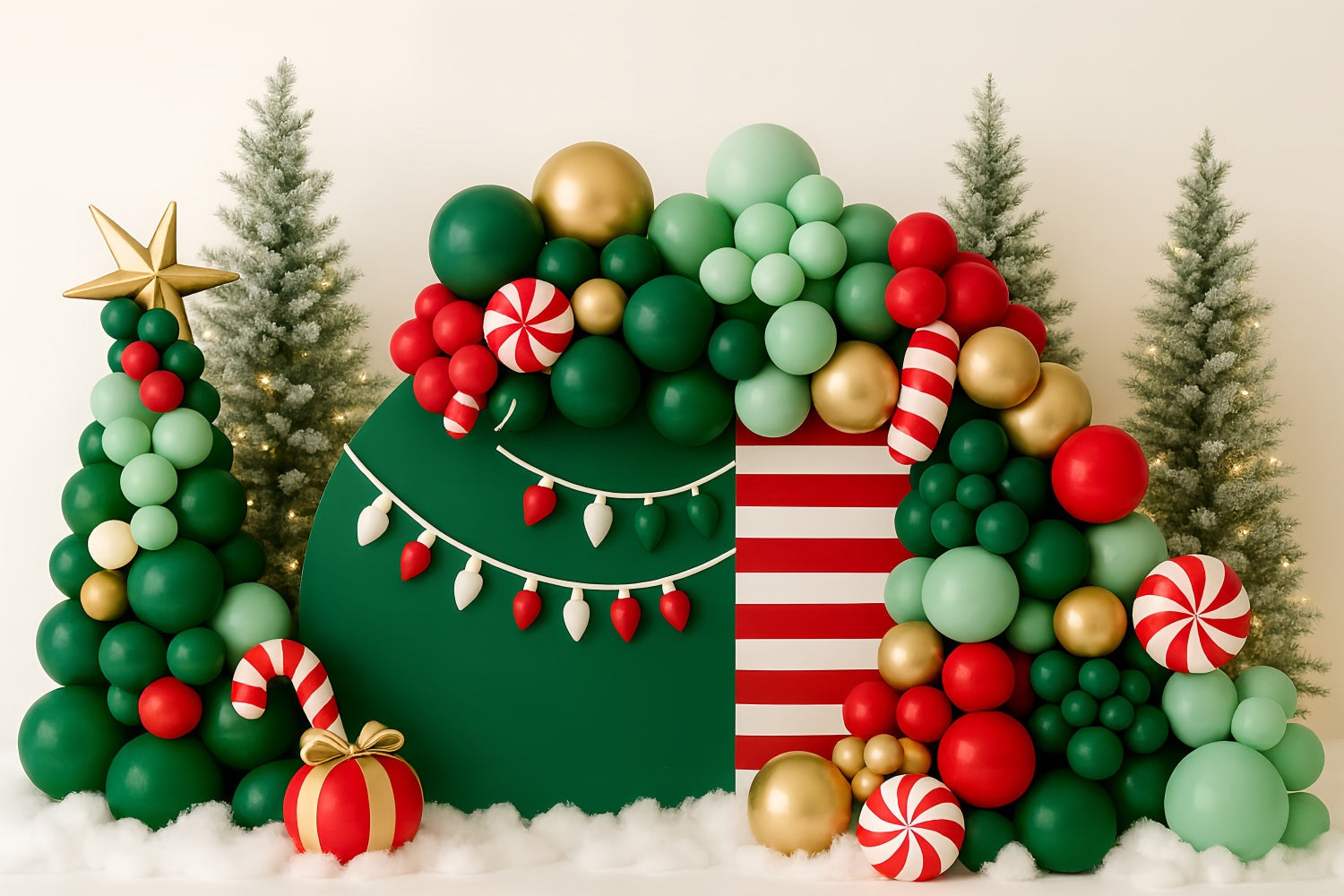 Smash-Cake-Fotohintergrund Weihnachtsbonbons Ballonwald Happy Birthday-Fotohintergrund TWW59-221