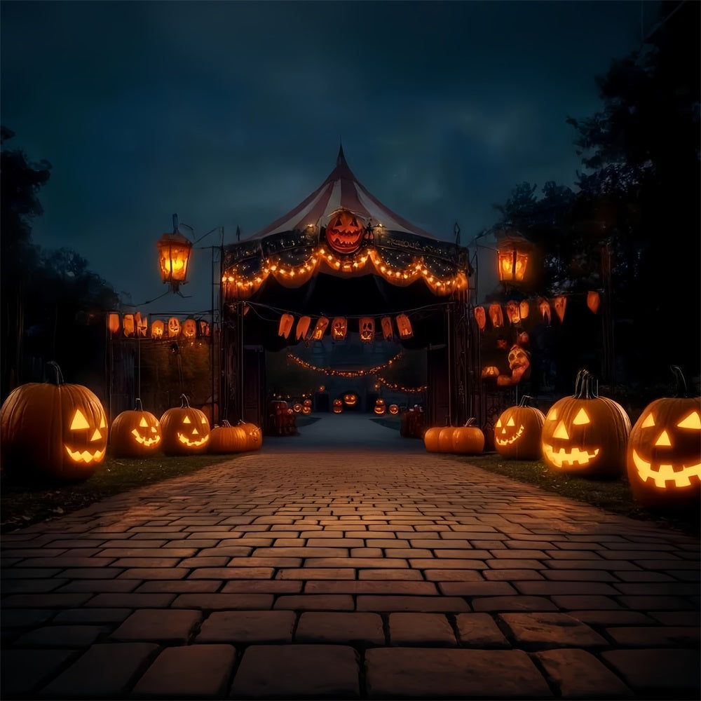 Halloween-Zirkus-Fotohintergrund Kürbislaterne Karneval Gruseliger Zirkus-Fotohintergrund TWW59-23