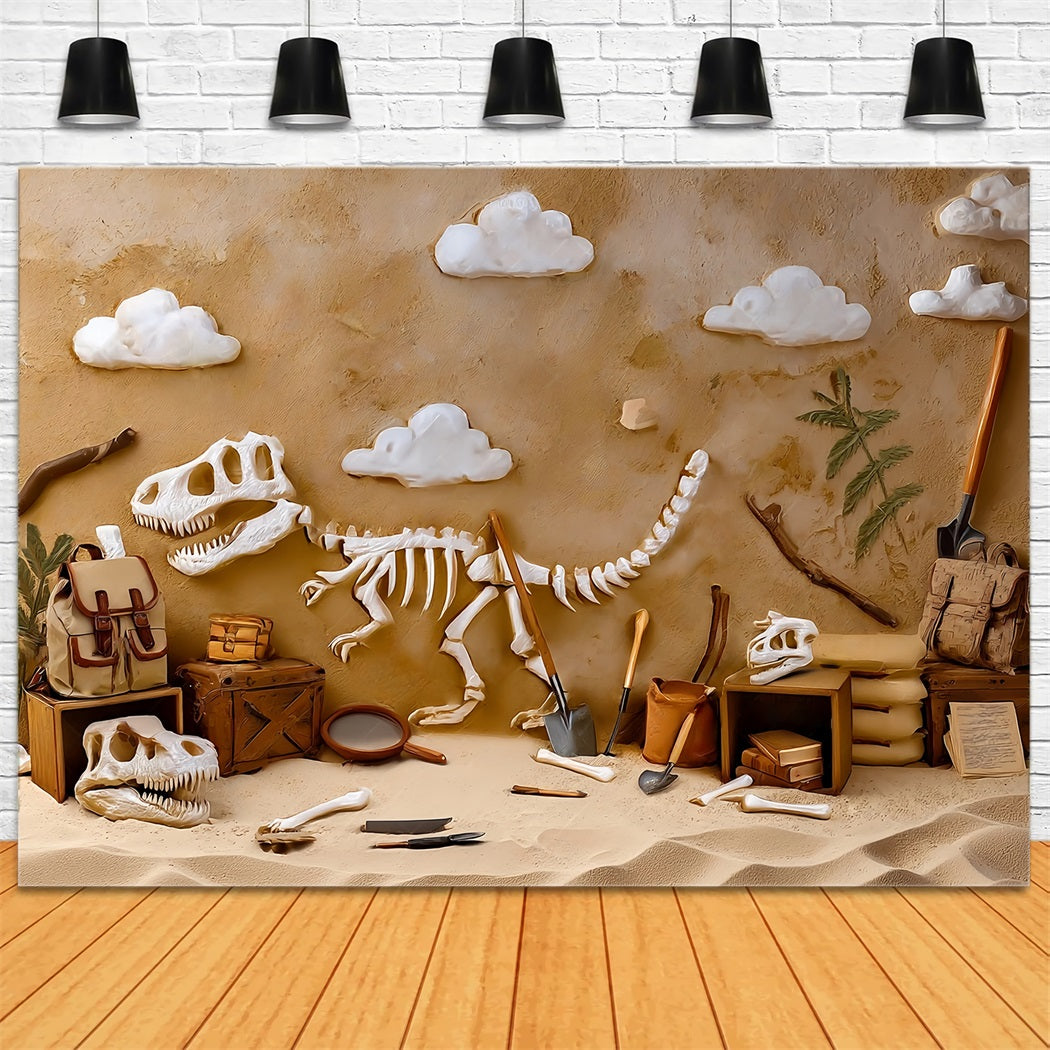 Cake Smash-Fotohintergrund Dinosaurier-Fossil-Abenteuer-Ausgrabung Geburtstagshintergründe TWW59-246