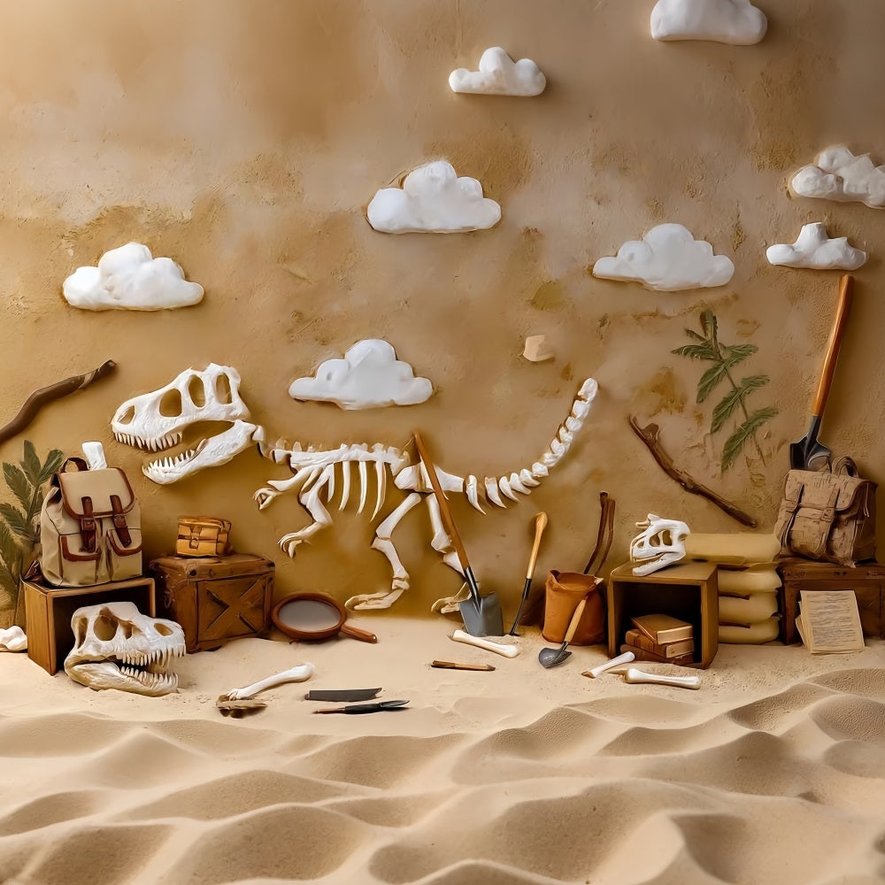 Cake Smash-Fotohintergrund Dinosaurier-Fossil-Abenteuer-Ausgrabung Geburtstagshintergründe TWW59-246