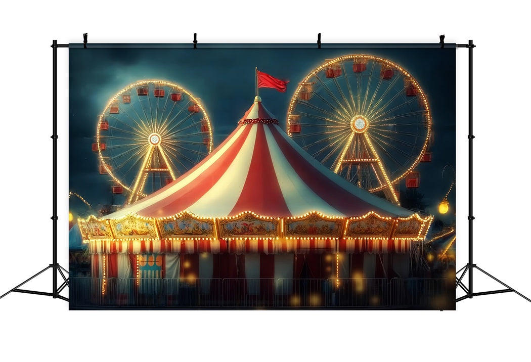 Karnevalszelt-Fotohintergrund Riesenrad Leuchtendes Zelt Zirkus Karneval-Fotohintergrund TWW59-26