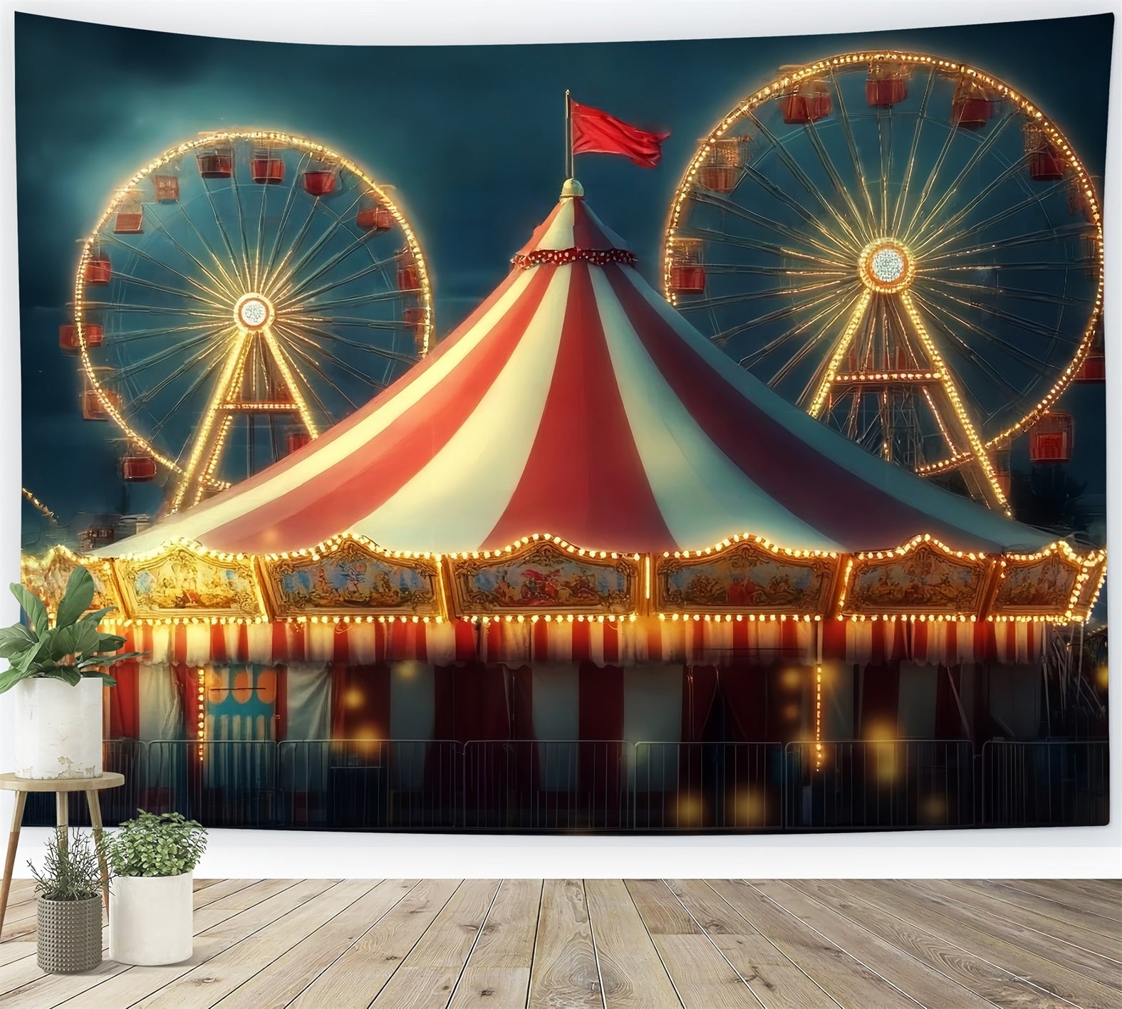 Karnevalszelt-Fotohintergrund Riesenrad Leuchtendes Zelt Zirkus Karneval-Fotohintergrund TWW59-26