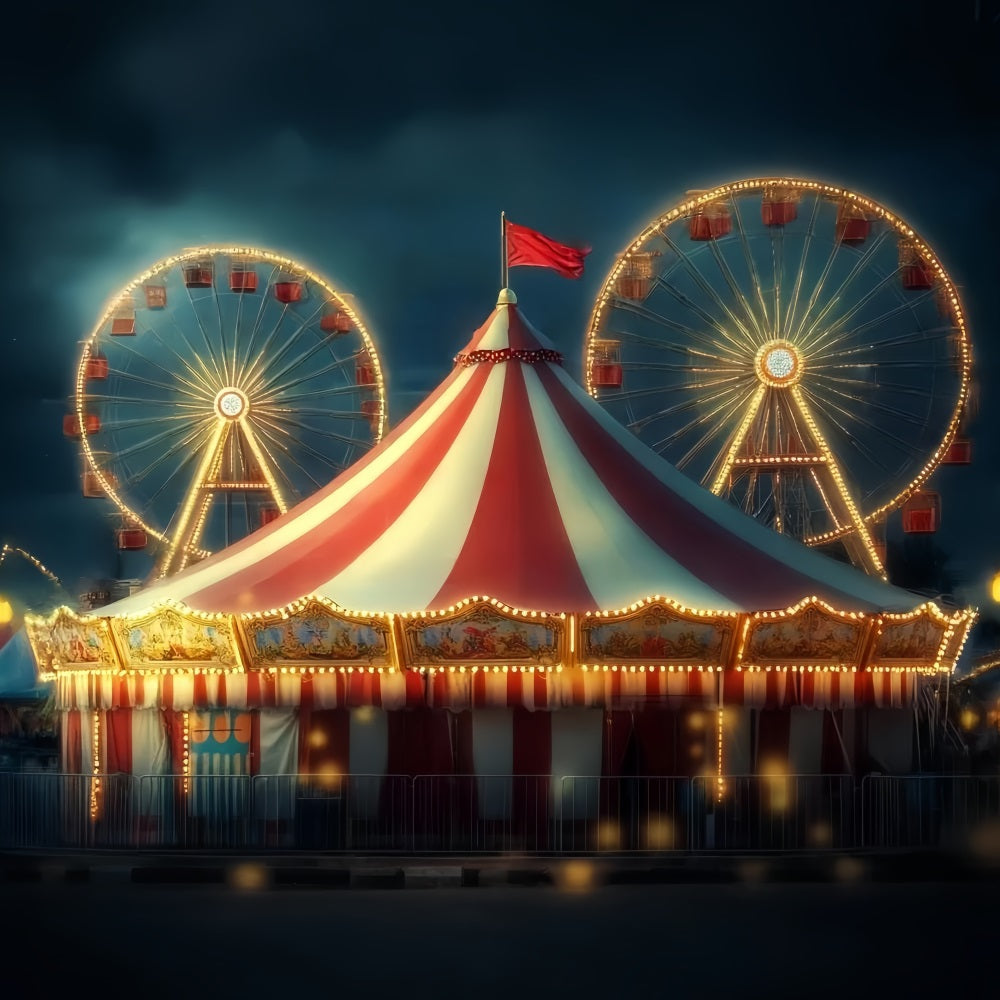Karnevalszelt-Fotohintergrund Riesenrad Leuchtendes Zelt Zirkus Karneval-Fotohintergrund TWW59-26