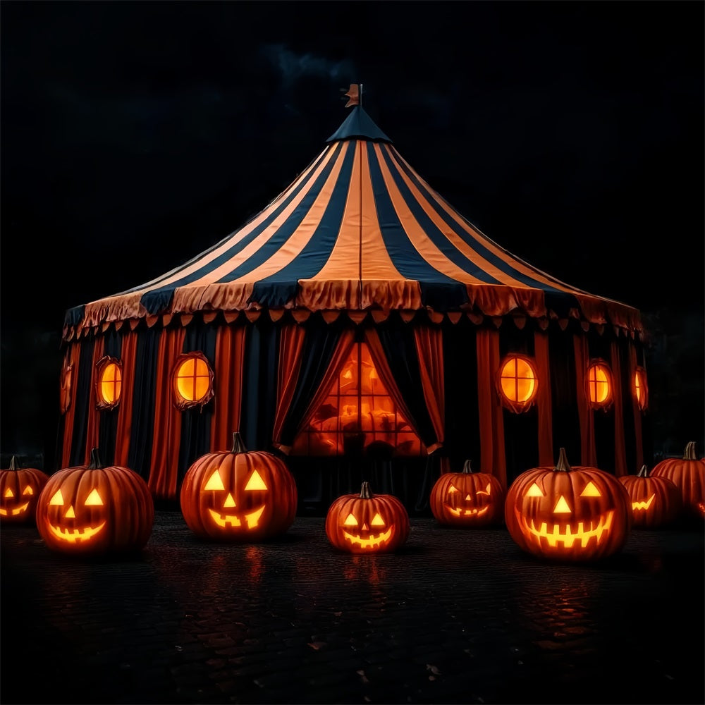 Halloween-Zirkus-Fotohintergrund Kürbislaterne Gruseliges Zirkuszelt-Fotohintergrundideen TWW59-28
