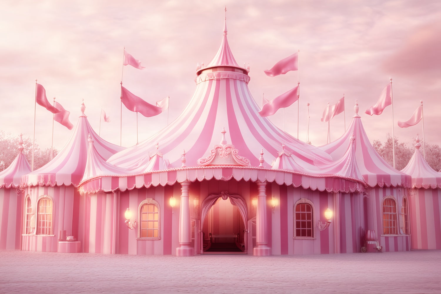 Karnevalszelt-Fotohintergrund Rosa Märchen-Karnevalszelt Rosa Zirkus-Fotohintergrund TWW59-30