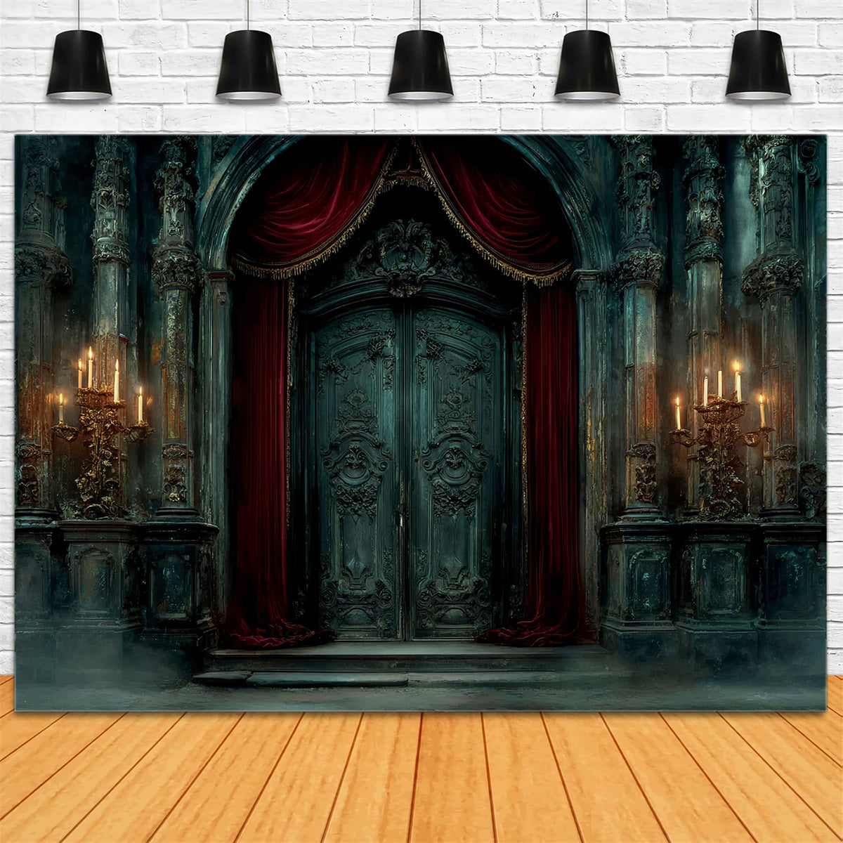 Hochzeit Gothique-Fotohintergrund Gotische Kerzenlicht-Burgtür Vintage-Hochzeitshintergrund TWW59-54