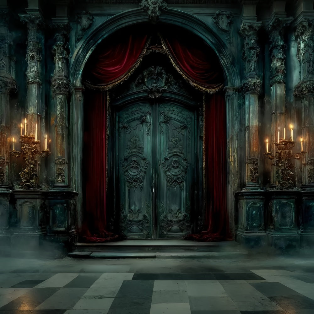 Hochzeit Gothique-Fotohintergrund Gotische Kerzenlicht-Burgtür Vintage-Hochzeitshintergrund TWW59-54