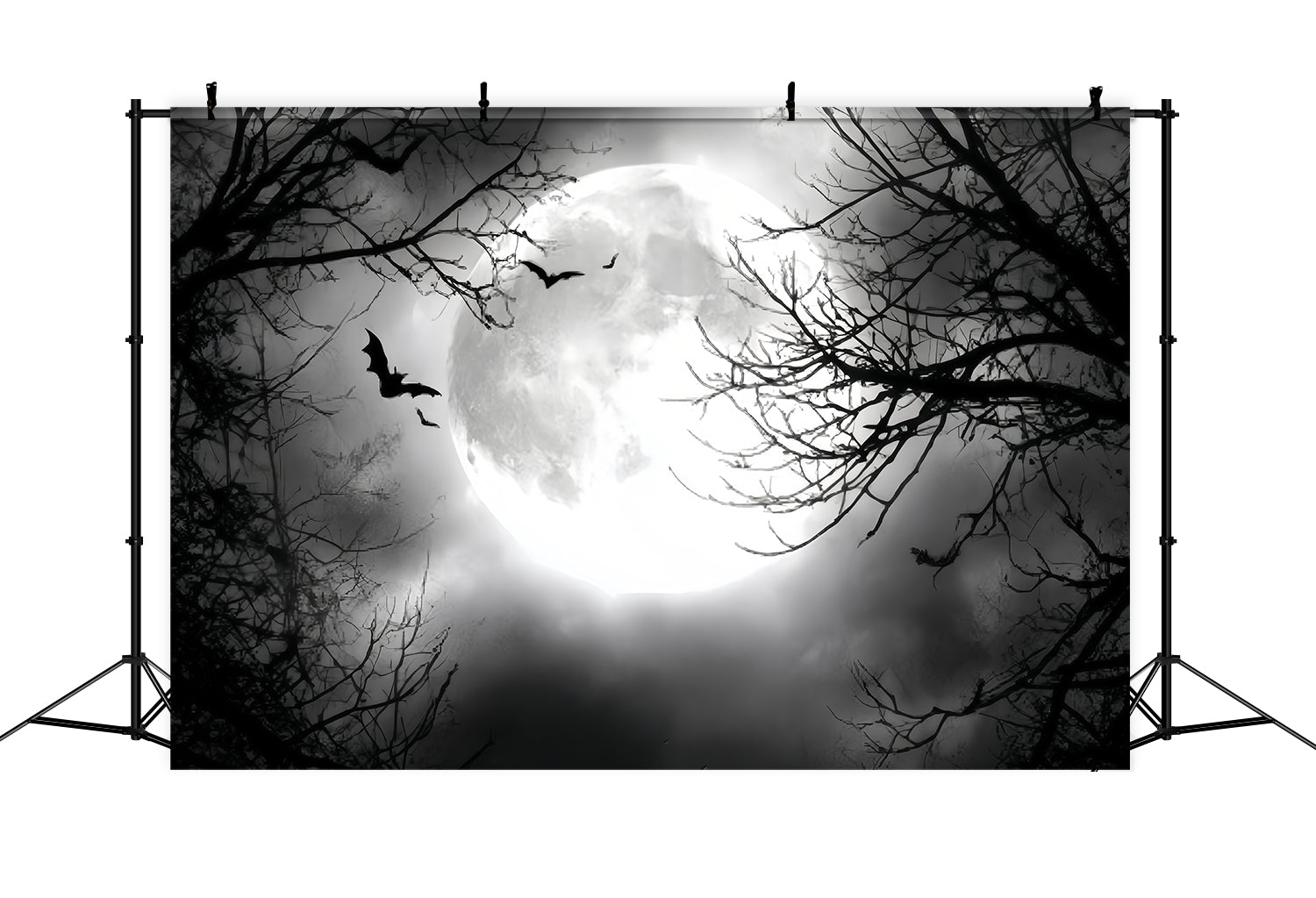 Halloween-Mond-Fotohintergrund Vollmond Fliegende Fledermäuse Halloween-Fotografie-Fotohintergrund TWW59-67