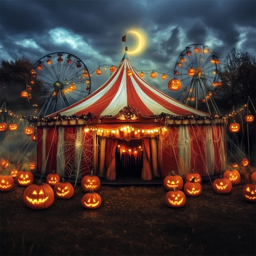 Halloween-Zirkus-Fotohintergrund Kürbislaterne Spukzelt Zirkus-Fotohintergrund TWW59-7