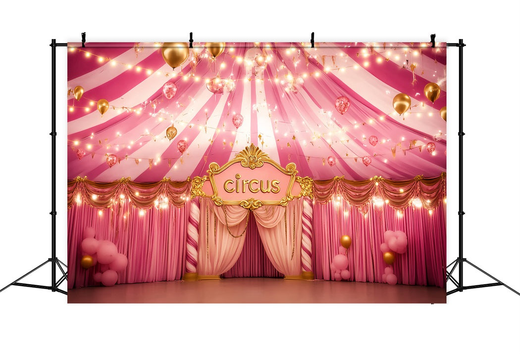 Karnevalszelt-Fotohintergrund Rosa Goldener Glamour Saal Rosa Zirkus-Fotohintergrund TWW59-8