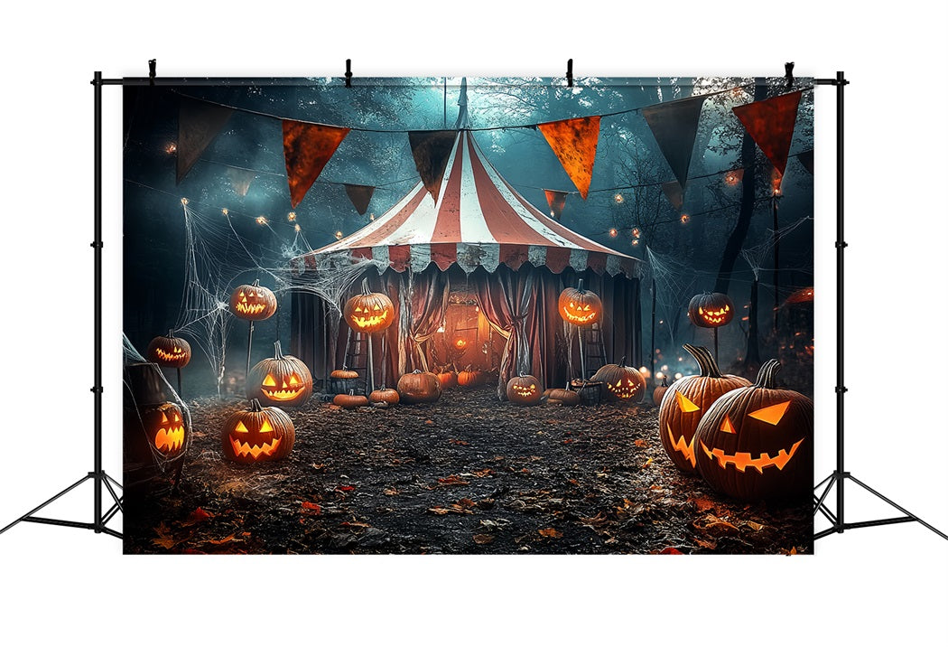 Halloween-Zirkus-Fotohintergrund Kürbislaterne Gruseliges Zelt Zirkus-Fotohintergrund TWW59-9