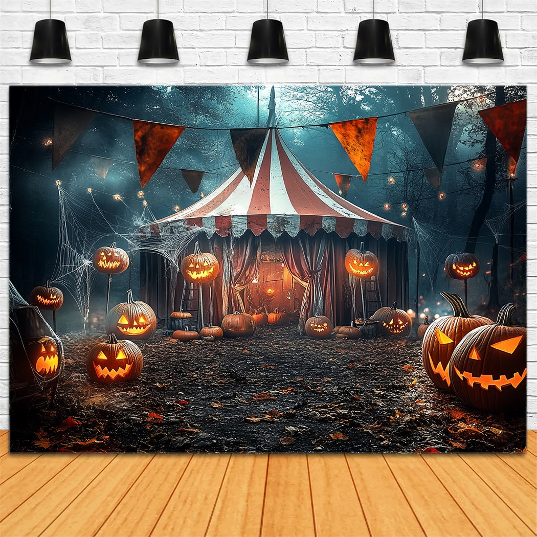 Halloween-Zirkus-Fotohintergrund Kürbislaterne Gruseliges Zelt Zirkus-Fotohintergrund TWW59-9
